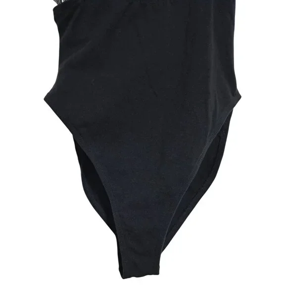 Vintage 80s Marika Dark Balletcore Black White Retro Bodysuit Leotard Size L - Picture 6 of 7